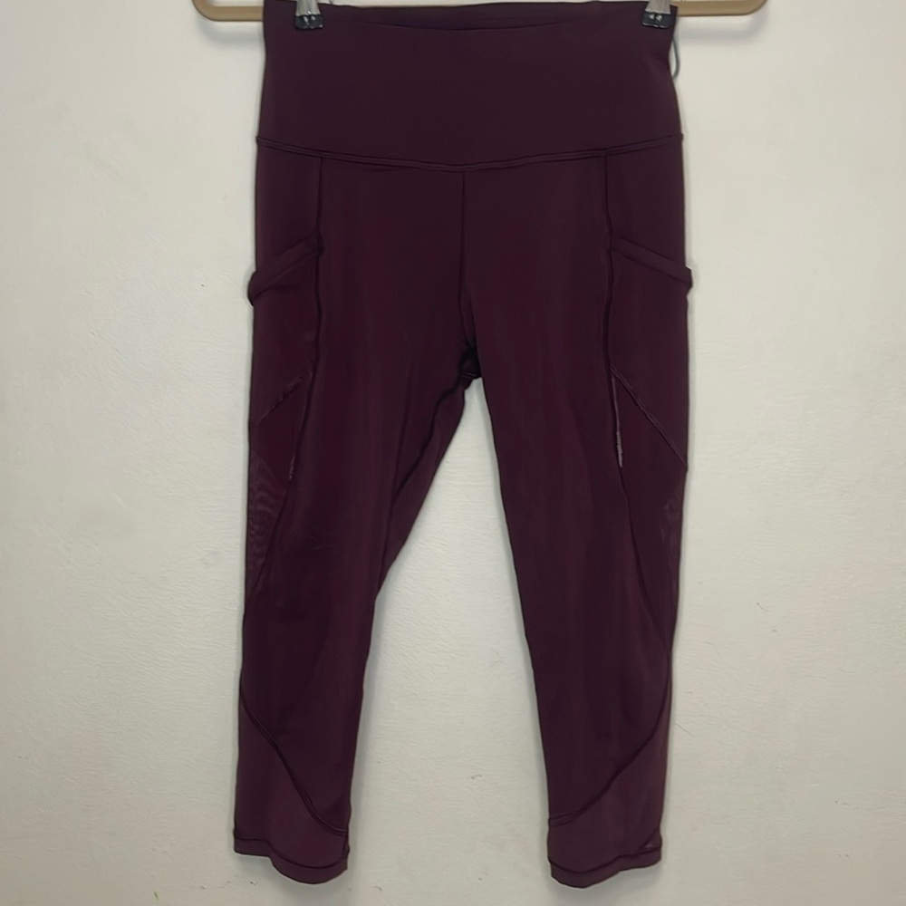 Lululemon crop maroon leggings size 6